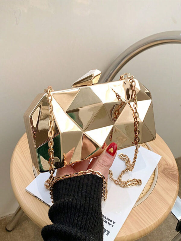 Nouveau sac à main de soirée en boîte de fer à diamants de mode pour femmes, sac à chaîne en métal