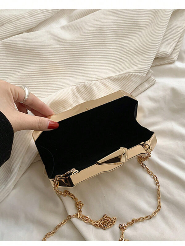 Nouveau sac à main de soirée en boîte de fer à diamants de mode pour femmes, sac à chaîne en métal – Image 3