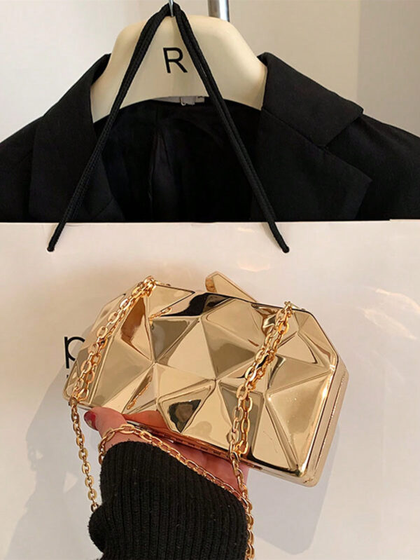 Nouveau sac à main de soirée en boîte de fer à diamants de mode pour femmes, sac à chaîne en métal – Image 4