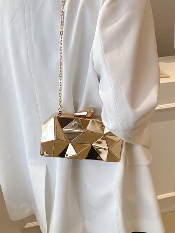 Nouveau sac à main de soirée en boîte de fer à diamants de mode pour femmes, sac à chaîne en métal – Image 5
