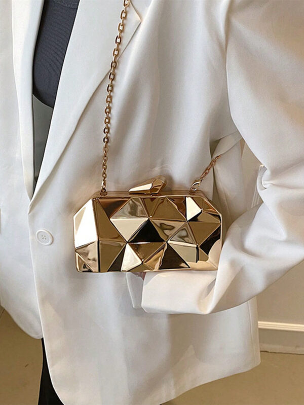 Nouveau sac à main de soirée en boîte de fer à diamants de mode pour femmes, sac à chaîne en métal – Image 6