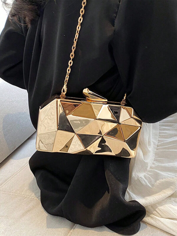 Nouveau sac à main de soirée en boîte de fer à diamants de mode pour femmes, sac à chaîne en métal – Image 7