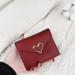 Portefeuille compact métallique en forme de cœur, avec poche à monnaie. Portefeuille biface mini léger et minimaliste, mode moderne. Idée cadeau pour anniversaire, Saint-Valentin, anniversaire. Cadeau pour couple, filles, femmes. Fournitures scolaires pour dortoir et rentrée scolaire. Porte-cartes de vœux de la Saint-Valentin, porte-cartes de visite, porte-cartes de crédit, porte-carte d'identité, porte-cartes pour femmes