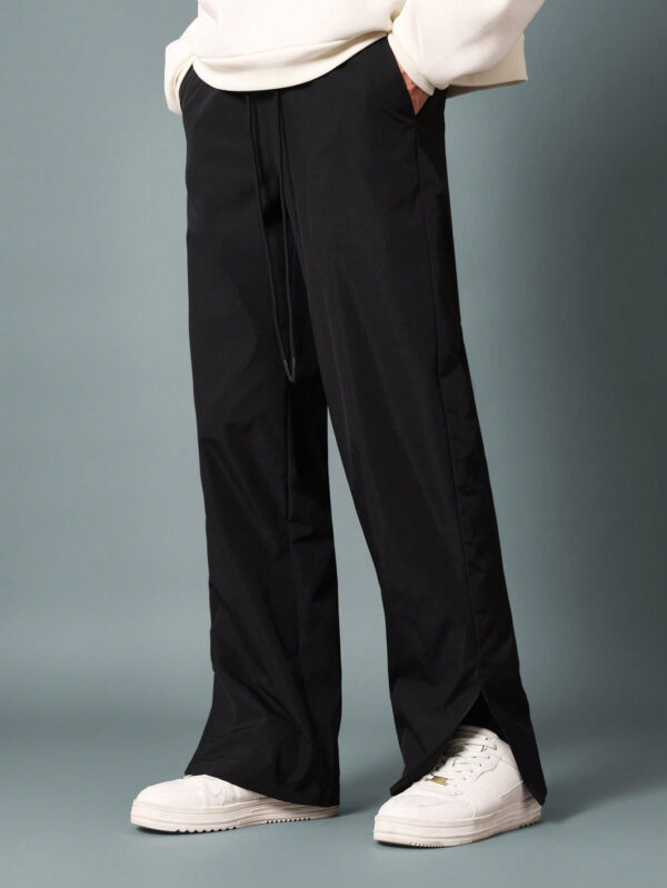 SUMWON Pantalon en nylon évasé avec ourlet fendu et cordons de serrage – Image 2