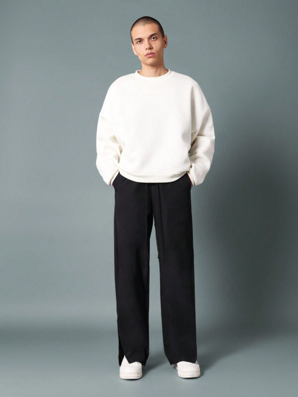 SUMWON Pantalon en nylon évasé avec ourlet fendu et cordons de serrage – Image 3