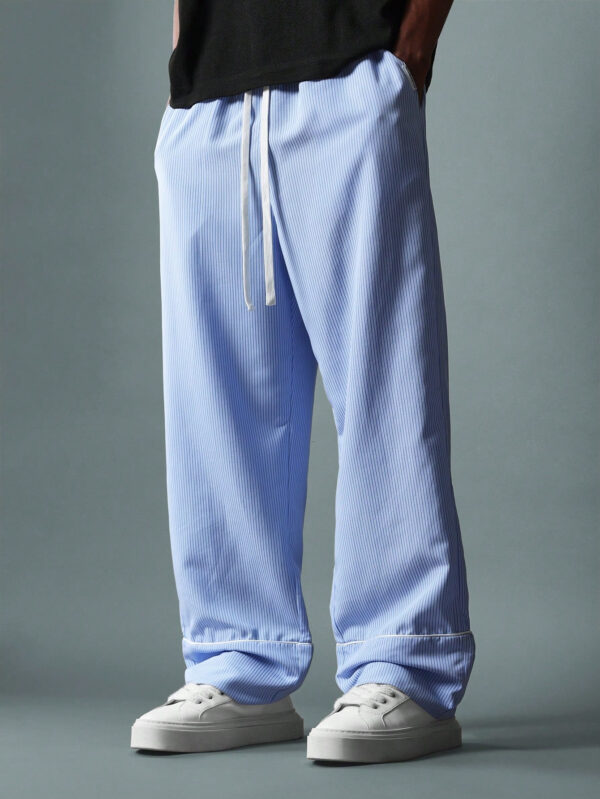 SUMWON Pantalon ample à rayures avec revers, à enfiler – Image 2