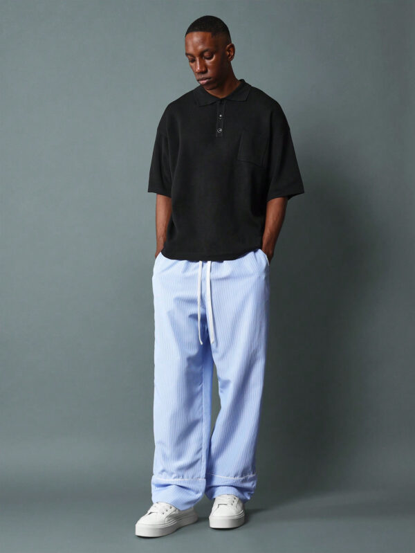 SUMWON Pantalon ample à rayures avec revers, à enfiler – Image 3