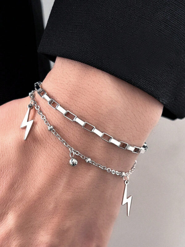1 pièce Hommes en acier inoxydable bracelet pour hip-hop punk style éclair, parfait pour les accessoires de fête d'été