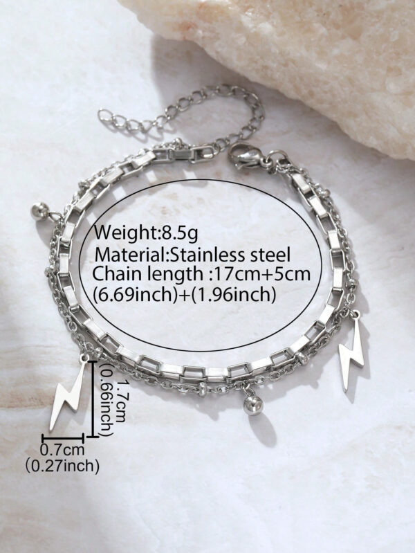 1 pièce Hommes en acier inoxydable bracelet pour hip-hop punk style éclair, parfait pour les accessoires de fête d'été – Image 3