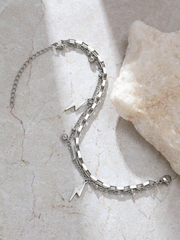 1 pièce Hommes en acier inoxydable bracelet pour hip-hop punk style éclair, parfait pour les accessoires de fête d'été – Image 4