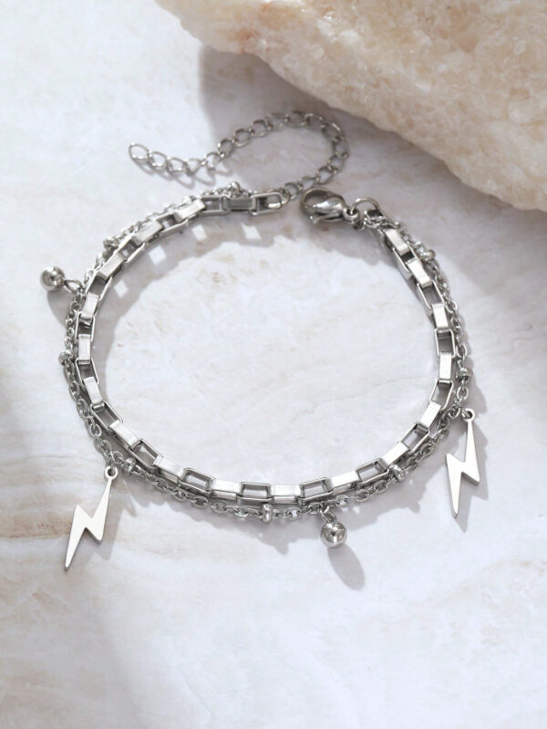1 pièce Hommes en acier inoxydable bracelet pour hip-hop punk style éclair, parfait pour les accessoires de fête d'été – Image 5