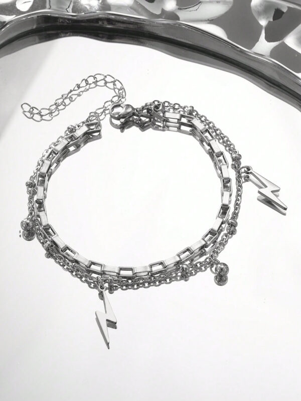 1 pièce Hommes en acier inoxydable bracelet pour hip-hop punk style éclair, parfait pour les accessoires de fête d'été – Image 7