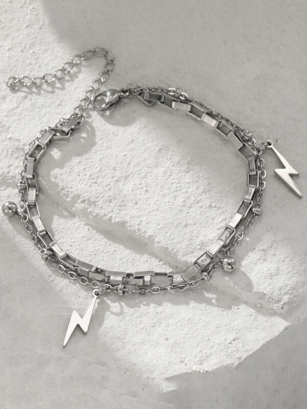 1 pièce Hommes en acier inoxydable bracelet pour hip-hop punk style éclair, parfait pour les accessoires de fête d'été – Image 8