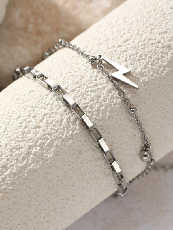 1 pièce Hommes en acier inoxydable bracelet pour hip-hop punk style éclair, parfait pour les accessoires de fête d'été – Image 9