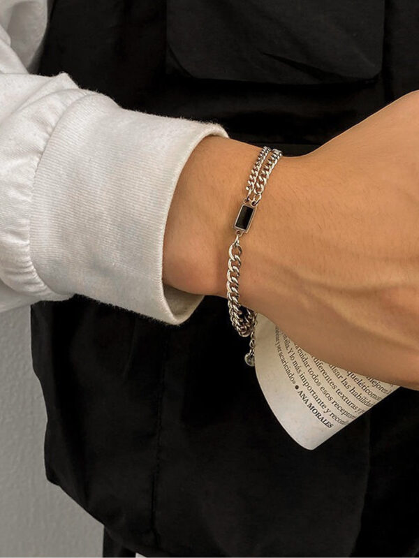 À La Mode Et Populaire Homme À Détail Géométrique Bracelet En Acier Inoxydable Pour Bijou Cadeau Et Pour A Élégant Look