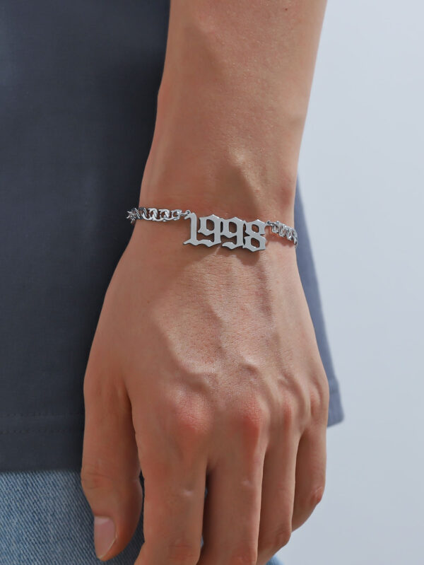 1 pièce Bracelet À Chaîne Moderne Style Rétro Acier Couleur Temps Numérique Pour Pour Homme Port Quotidien – Image 3