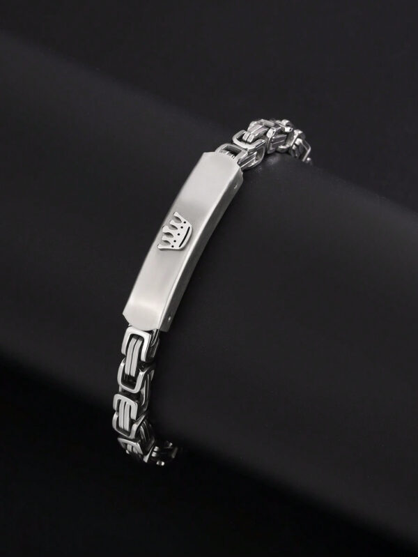 1 pièce Bracelet Minimaliste en Acier Inoxydable Couronné Noir – Image 2