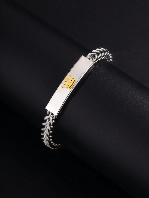 1 pièce Bracelet Minimaliste en Acier Inoxydable Couronné Noir – Image 3