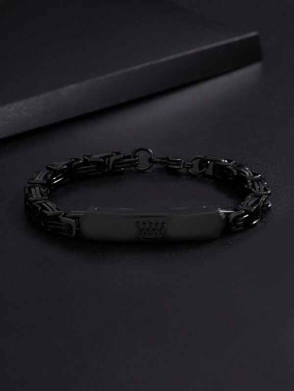 1 pièce Bracelet Minimaliste en Acier Inoxydable Couronné Noir – Image 4