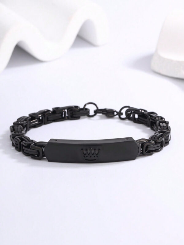 1 pièce Bracelet Minimaliste en Acier Inoxydable Couronné Noir – Image 5