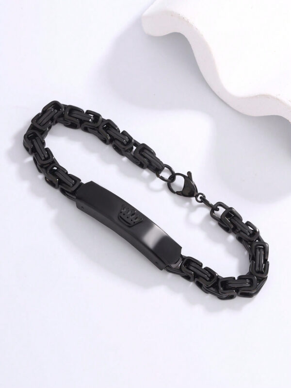 1 pièce Bracelet Minimaliste en Acier Inoxydable Couronné Noir – Image 6