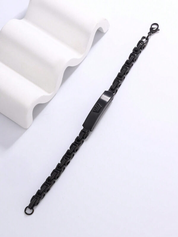 1 pièce Bracelet Minimaliste en Acier Inoxydable Couronné Noir – Image 7