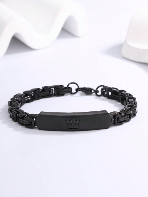 1 pièce Bracelet Minimaliste en Acier Inoxydable Couronné Noir – Image 8