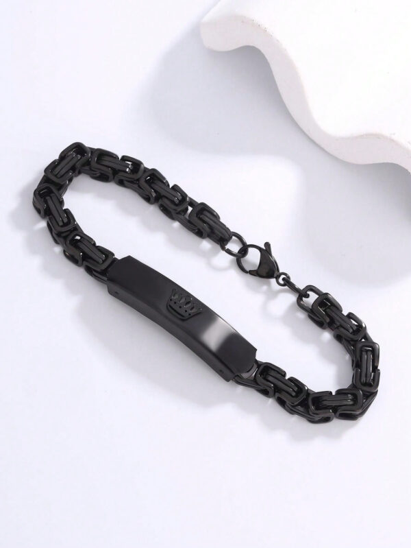 1 pièce Bracelet Minimaliste en Acier Inoxydable Couronné Noir – Image 9