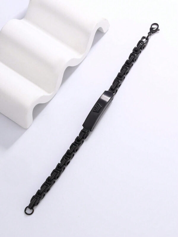 1 pièce Bracelet Minimaliste en Acier Inoxydable Couronné Noir – Image 10