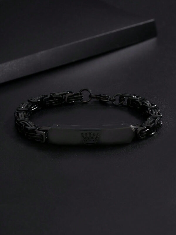 1 pièce Bracelet Minimaliste en Acier Inoxydable Couronné Noir – Image 12