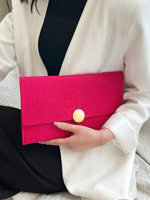 Sac de dîner de luxe, sac de soirée glamour, élégant, exquis, silencieux Sac carré à rabat en relief de crocodile rose fluo de luxe Sac carré pour dame, femme, pour fêtarde, mariée Parfait pour la fête, mariage, bal, dîner/banquet, dîner/banquet, meilleur Cadeau pour les femmes maman enseignante amie demoiselle d’honneur – Image 5