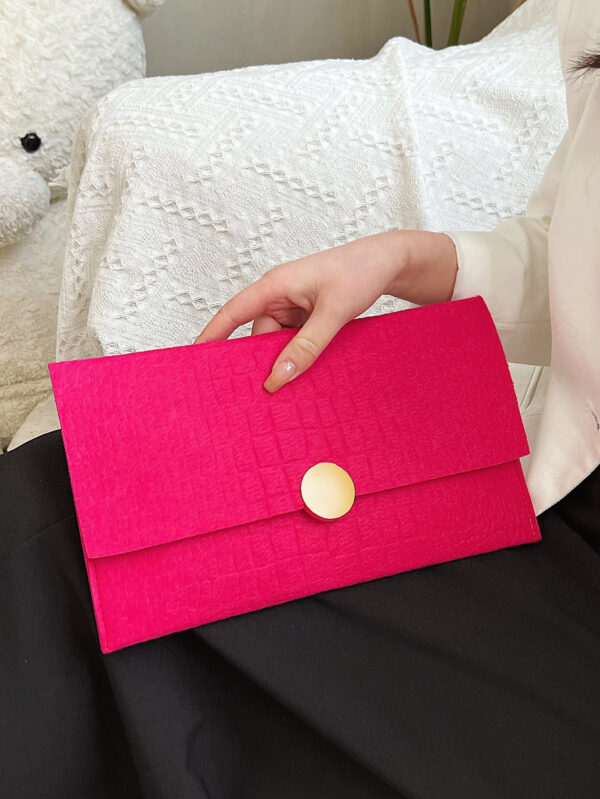Sac de dîner de luxe, sac de soirée glamour, élégant, exquis, silencieux Sac carré à rabat en relief de crocodile rose fluo de luxe Sac carré pour dame, femme, pour fêtarde, mariée Parfait pour la fête, mariage, bal, dîner/banquet, dîner/banquet, meilleur Cadeau pour les femmes maman enseignante amie demoiselle d’honneur – Image 7