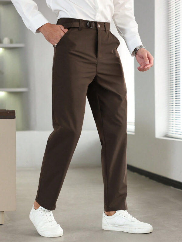 Manfinity Bizformal Pantalon décontracté classique à poche de couleur unie pour hommes