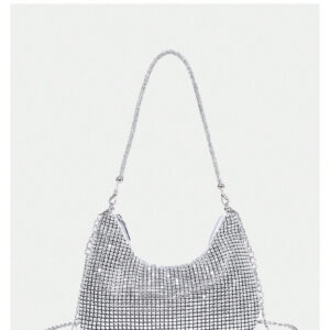 Sac seau léger, casual d'affaires avec décoration de strass, mini design à cordon coulissant, sac transparent avec perles, sac de soirée élégant et raffiné, luxe discret avec strass, parfait pour les fêtes, les dîners et les mariées