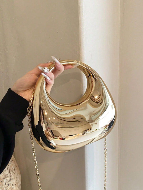 Sac seau léger et décontracté pour le bureau, décoré de strass. Design à cordon de serrage mini. Sac transparent avec perles de faux. Sac de soirée glamour, élégant, raffiné, de luxe discret avec strass. Parfait pour les fêtes, les dîners/banquets, les tenues de Noël et du Nouvel An, s'accordant parfaitement avec les robes de soirée pour femmes – Image 3