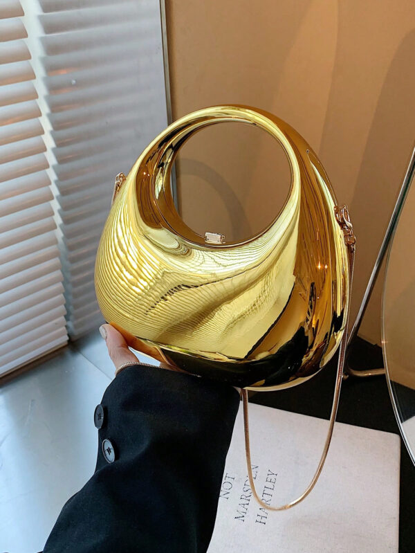 Sac seau léger et décontracté pour le bureau, décoré de strass. Design à cordon de serrage mini. Sac transparent avec perles de faux. Sac de soirée glamour, élégant, raffiné, de luxe discret avec strass. Parfait pour les fêtes, les dîners/banquets, les tenues de Noël et du Nouvel An, s'accordant parfaitement avec les robes de soirée pour femmes – Image 5