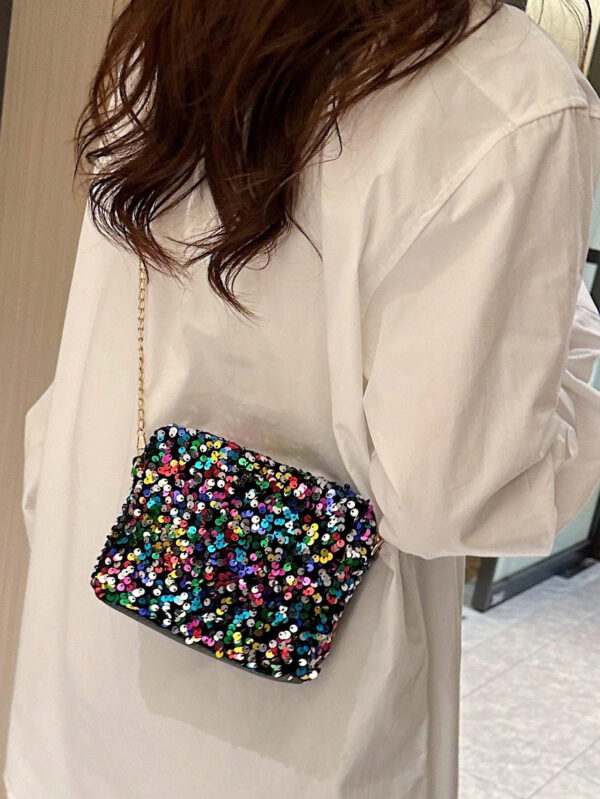 Sac À Sequins Paillettes Scintillantes, Élégant, Exquis, Luxe Sobre 1 Pièce Sac De Rangement Pour Téléphone Portable Pvc Brillant Avec Fermeture Éclair, Sac Carré Croisé À La Mode Pour Tenue De Soirée De Femme, Sac À Dîner, Sac Pour Soirée, Élégant Sac Carré Pour Fille De Soirée, Femme, Pour Dame, Mariée Parfait Pour Fête, Mariage, Bal, Dîner/banquet Meilleur Cadeau Pour Les Femmes * Parfaitement Assorti Avec Une Robe De Bal, Une Robe De Fête – Image 3