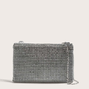 HELLO WEEKEND Sac seau léger et casual d'affaires avec décoration de strass, conception à cordon coulissant mini. Sac transparent avec sac à perles de faux. Sac de soirée glamour, élégant, exquis, de luxe discret avec strass, parfait pour les fêtes, les dîners/banquets, les robes de fête de Noël, les femmes, les mariées