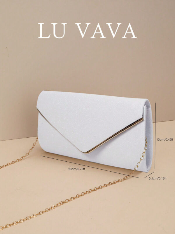 Sac de soirée glamour, élégant, exquis, de luxe discret avec sequins, sac carré à la mode avec chaîne brillante et scintillante. Sac parfait pour une soirée, un mariage, un bal de promo, un dîner/banquet, idéal pour les femmes, les jeunes filles et les mariées – Image 6