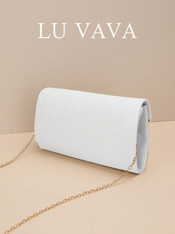 Sac de soirée glamour, élégant, exquis, de luxe discret avec sequins, sac carré à la mode avec chaîne brillante et scintillante. Sac parfait pour une soirée, un mariage, un bal de promo, un dîner/banquet, idéal pour les femmes, les jeunes filles et les mariées – Image 8
