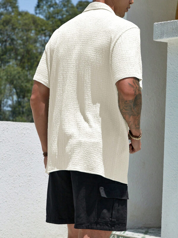 Manfinity Homme Chemise casual à boutons texturée unie pour hommes – Image 13