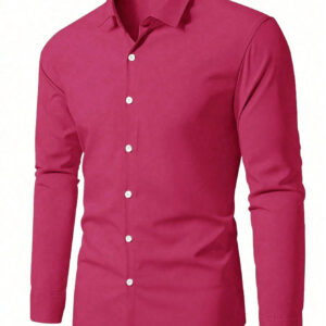 Manfinity Homme Hommes Chemise à manches longues basique simple unicolore, style printemps et automne