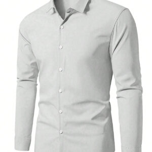 Manfinity Homme Hommes Chemise à manches longues basique simple unicolore, style printemps et automne