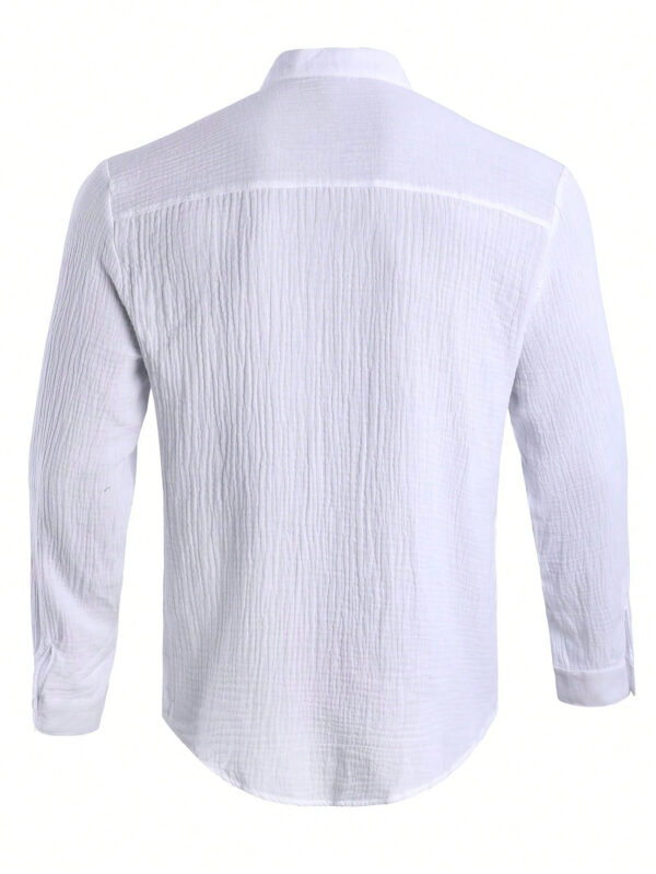 Chemise longue décontracté simple de unicolore pour hommes – Image 3