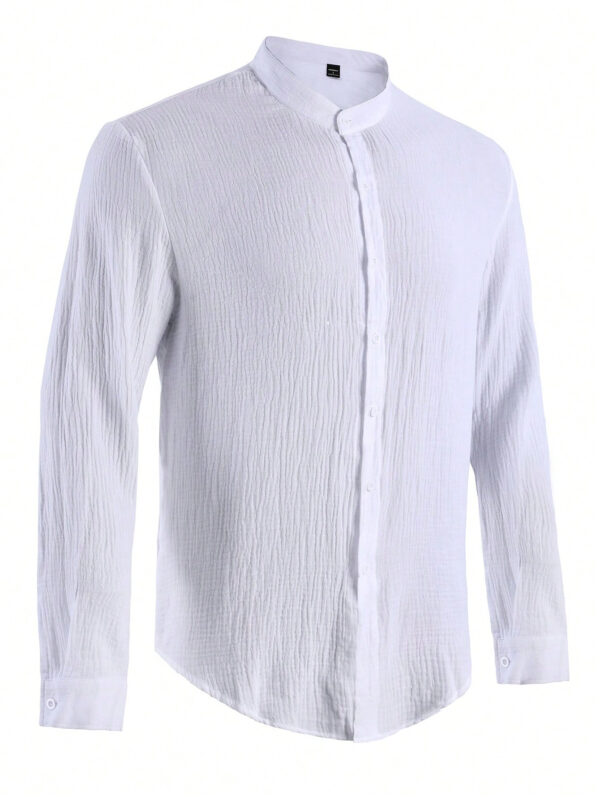 Chemise longue décontracté simple de unicolore pour hommes – Image 5