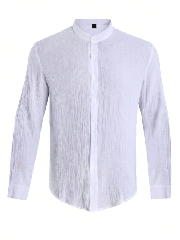 Chemise longue décontracté simple de unicolore pour hommes – Image 6