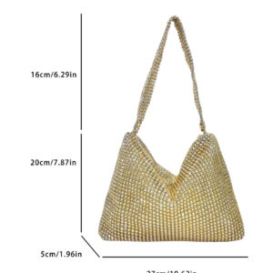 Sac Hobo Uni Élégant Et Brillant Avec Décoration De Strass En Une Pièce, Paillettes Glamour, Sequins, Luxe, Éclat, Pour Sac Du Soir De Soirée, Sac De Dîner Avec Des strass Et Des Fausses Perles Pour La Fête Fille, Femme, La Mariée, Parfait Pour Les Occasions Comme Les Fêtes, Les Mariages, Les Bals Et Les Banquets