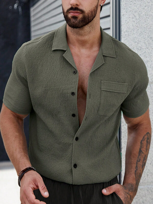 Manfinity Homme Homme Chemise Unicolore À Bouton Avec Poche