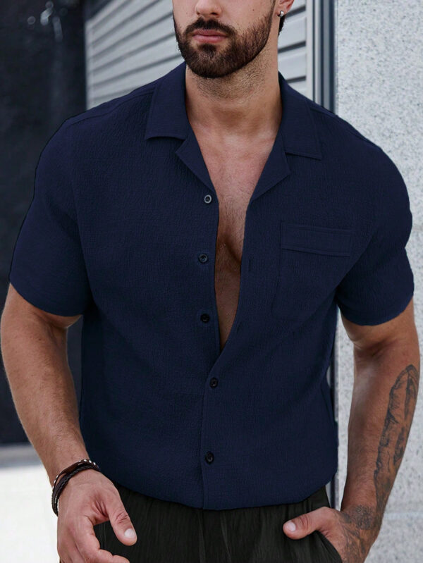 Manfinity Homme Homme Chemise Unicolore À Bouton Avec Poche – Image 5