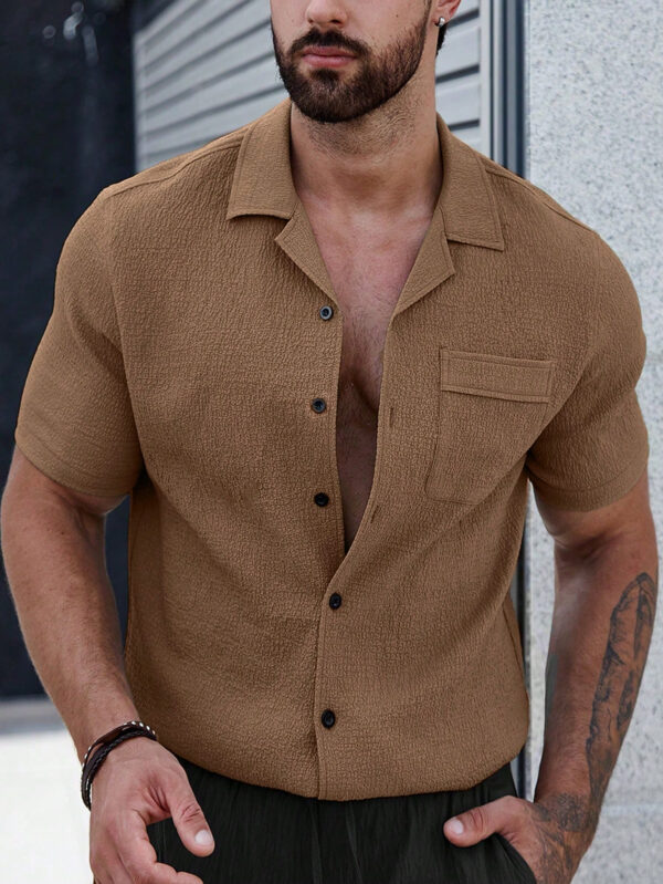 Manfinity Homme Homme Chemise Unicolore À Bouton Avec Poche – Image 6